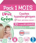 Love & Green - Gezonde en milieuvriendelijke babyluiers - Maat 5 (11-25 kg) - Pak voor 1 maand (160 luiers) - Absorberend, lekvrij en vrij van ongewenste ingrediënten