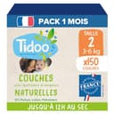 Tidoo - Milieuvriendelijke luiers maat 2 (3-6 kg) – natuurlijke oorsprong, vrij van schadelijke stoffen – 12 uur droog, extreem absorberend – gemaakt in Frankrijk – 150 wegwerpluiers – verpakking van