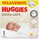 Huggies Extra Care babyluiers - Maat 1 (2 tot 5 kg) - 112 luiers met vochtindicator en Disney-designs - Maandbox