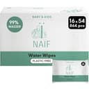 Naïf plasticvrije vochtige doekjes 864 stuks (16 x 54 vochtige doekjes) - verzorging voor babybilletjes, lichaam en gezicht - 99% water - 0% parfum en alcohol
