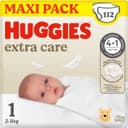 Huggies® Extra Care babyluiers, Maat 1 (2 tot 5 kg), 112 babyluiers met vochtindicator en Disney-designs, Maxi Pack