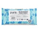 Pura doorspoelbare eco-babydoekjes, 1 pak (70 vochtige doekjes) 100% plasticvrij, 99% water, geschikt voor de gevoelige huid, biologisch afbreekbaar, veganistisch, zindelijkheidstraining