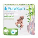 PureBorn Eco Organic bamboe luiers, maat Newborn <5 kg, 34 luiers, ultrazacht, hypoallergeen, milieuvriendelijk, assorti print, natheidsindicator