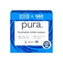 Pura, doorspoelbare vochtige toiletpapierdoekjes, 14 x 40 doekjes (560 doekjes), 100% plasticvrij, 99% water, gecertificeerd 'Fine to Flush', biologisch afbreekbaar, composteerbaar, veganistisch